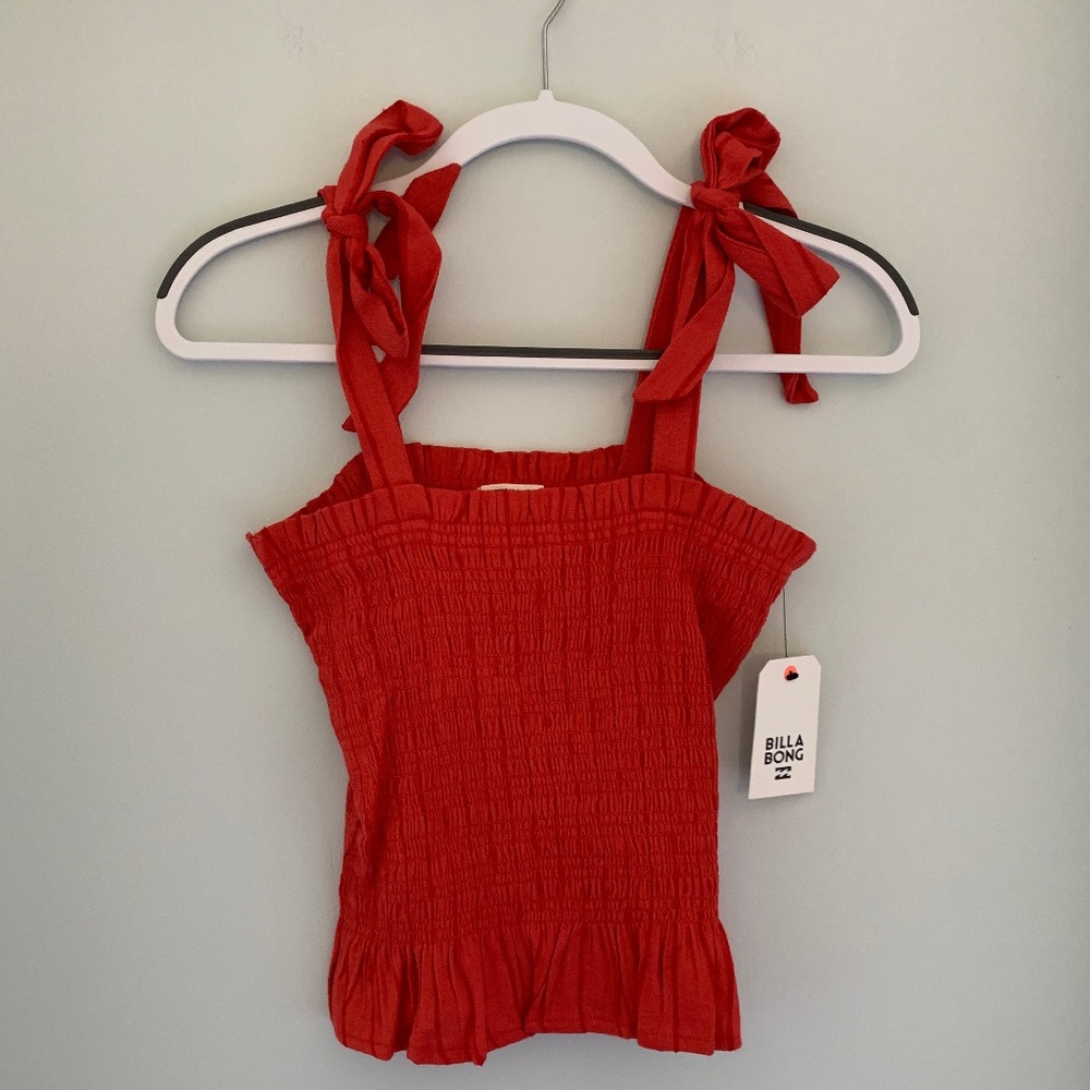 Billabong Red Tie Strap Top NWT